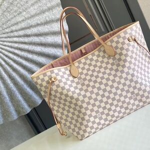 🆕Louis Vuitton🆕Neverfull Checkerboard Handheld Shoulder Bag Cherry